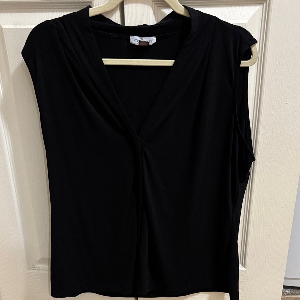 Calvin Klein Black V-Neck Blouse